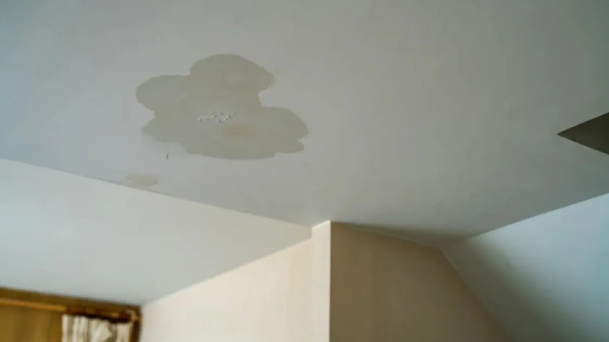 Water stain spreading across the ceiling of a Cedar Rapids home